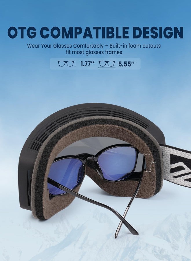 SNOWER Ski Goggles, Interchangeable Lens Anti-Fog Snow Goggles, UV Protection, OTG HD Snowboard Goggles for Men Women Adult - Image 5